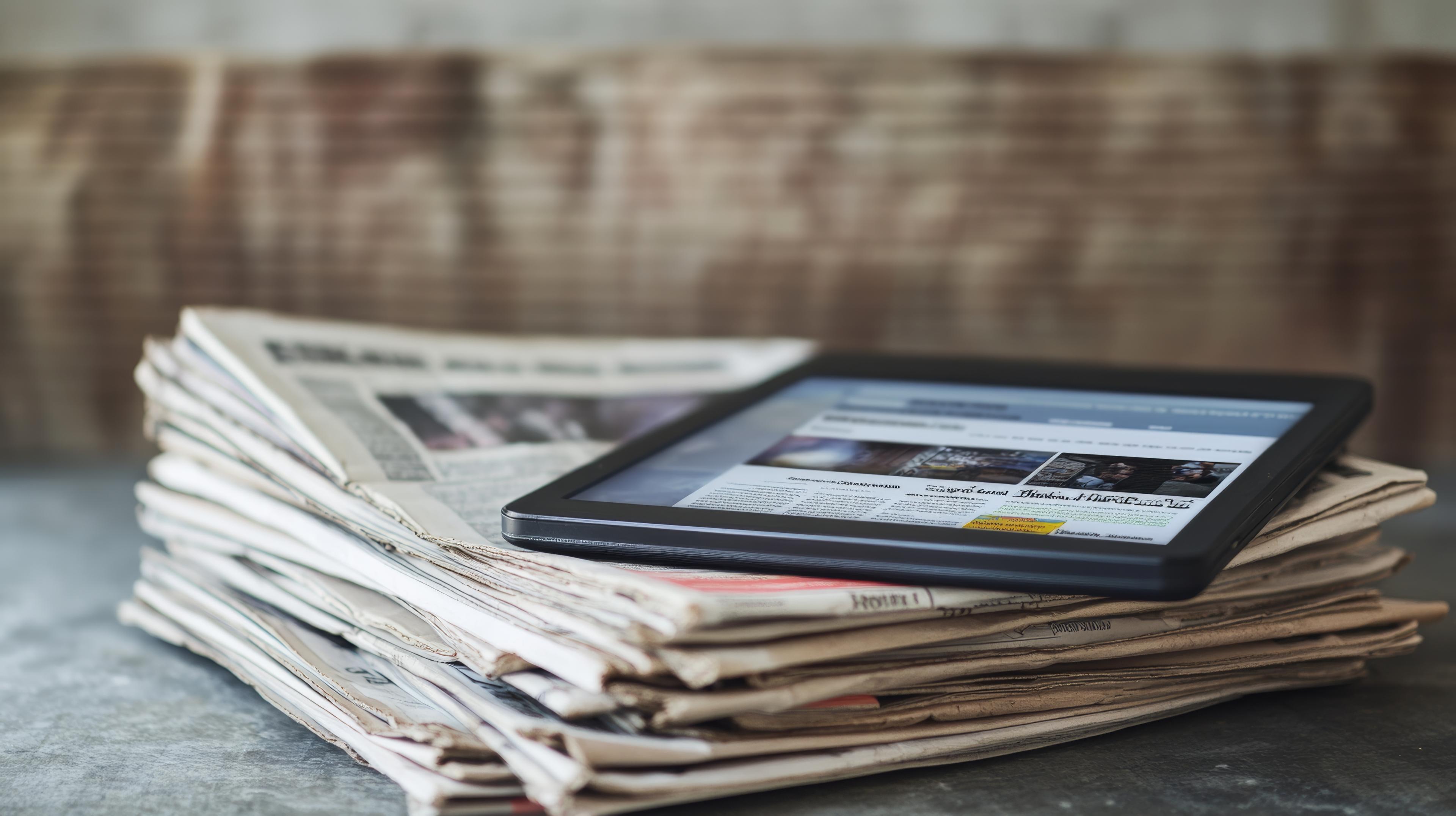 Zeitungsstapel und Mobiles Endgerät © Khalil, Adobe Stock